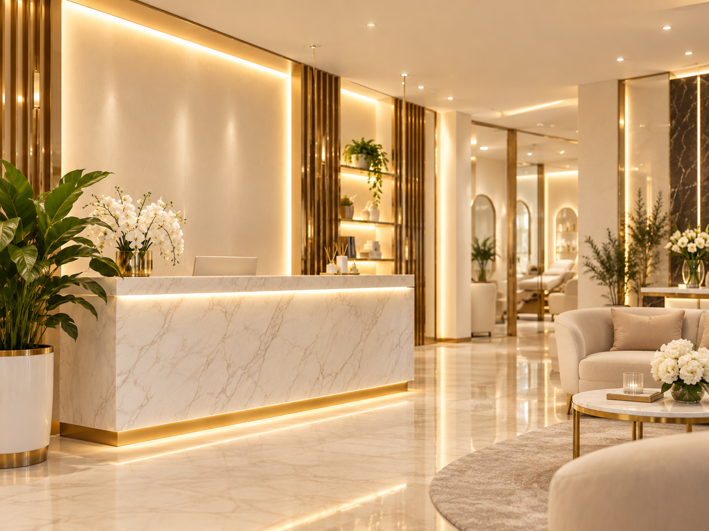 Luminous-style premium salon interior
